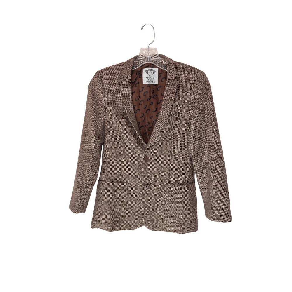 Appaman Fine Tailoring Boys Brown Tweed Blazer Elbow Patches Jacket Size 10